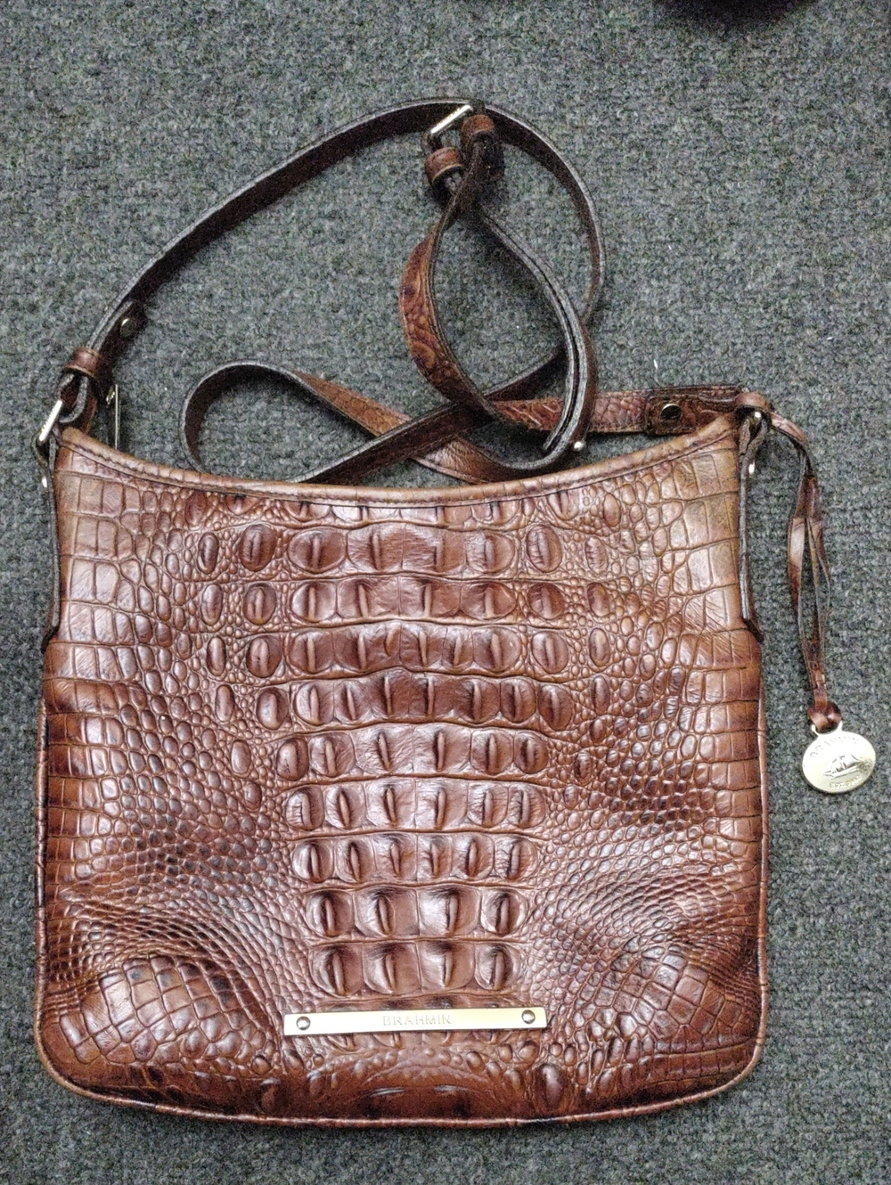 Brahmin Chestnut Croc-Embossed Leather Crossbody Bag